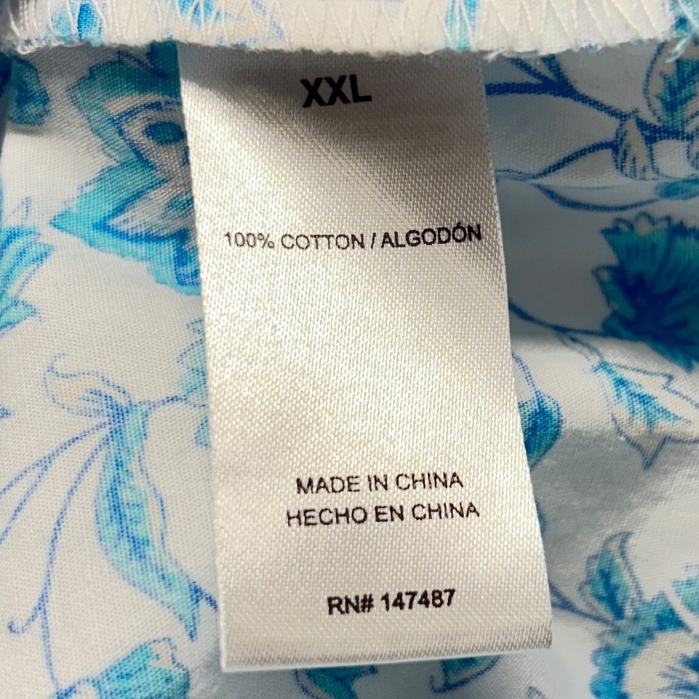 NOT FOR SALE Cotton Blouse Blue Floral Pouf Sleeves Feminine Pretty XXL - Picture 5 of 6